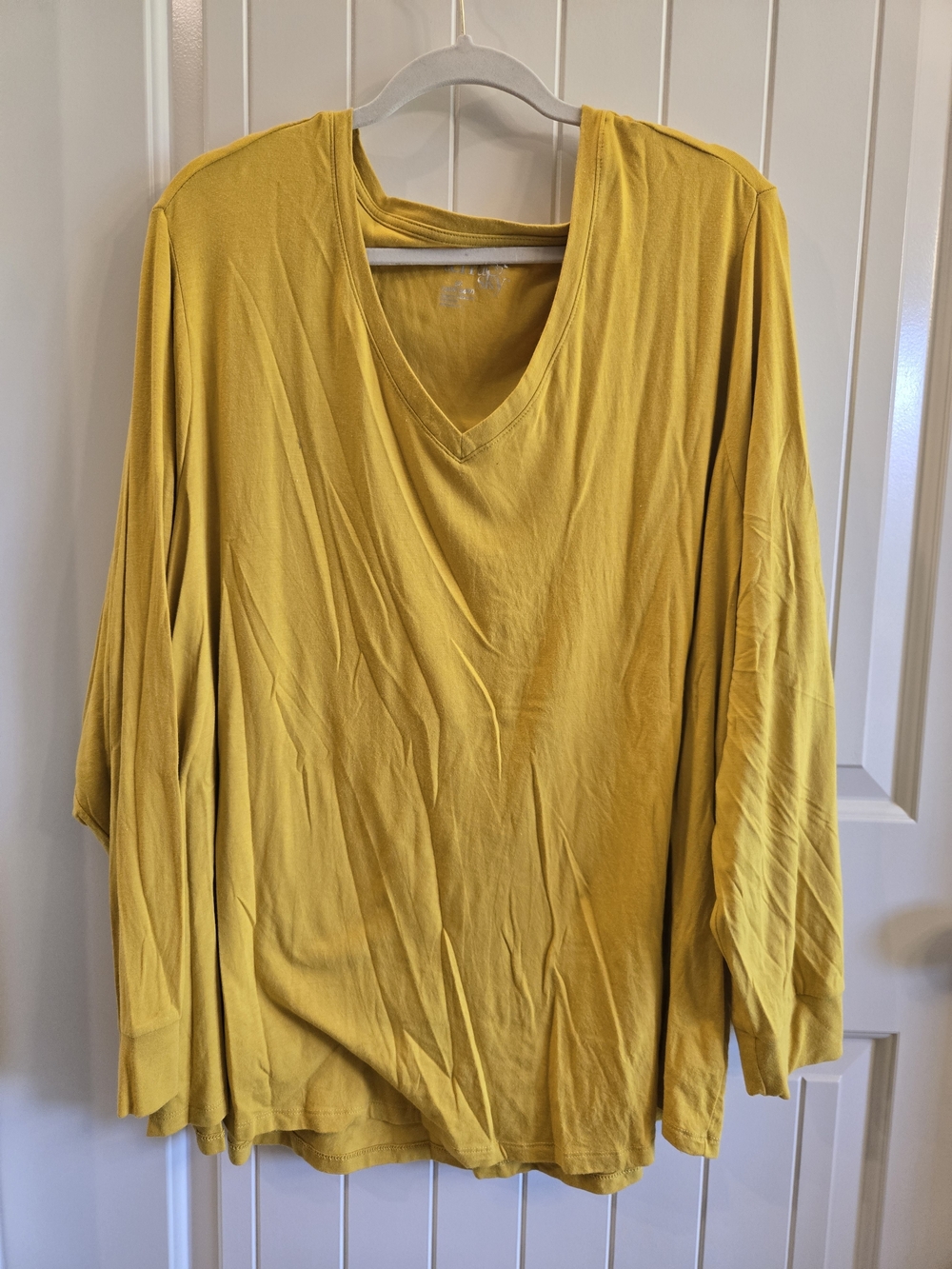 Terra & Sky Mustard Yellow V-Neck Long Sleeve Top Size 5x